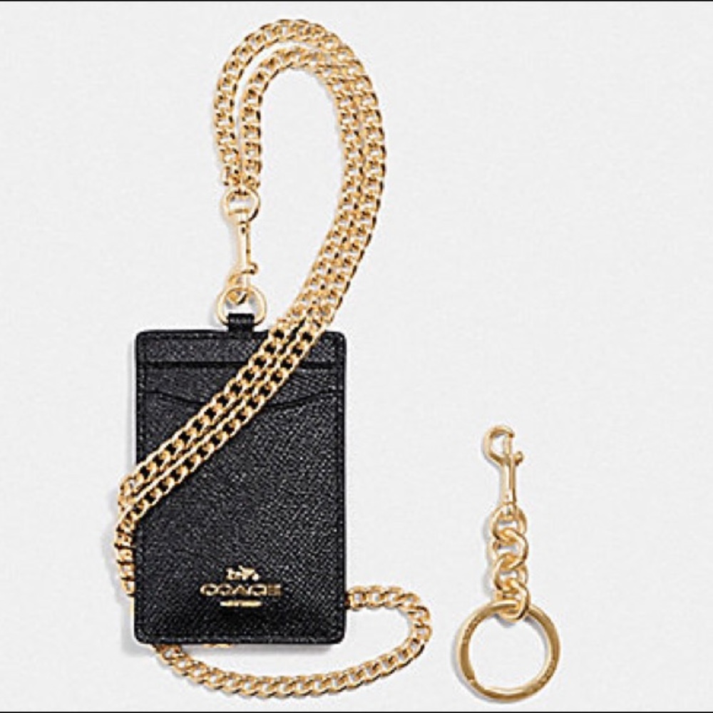 Coach NWT Black Lanyard Card Holder in Gift Box 🎁 - Picture 2 of 8